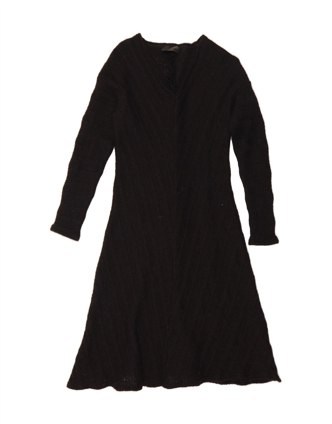 VINTAGE Womens Long Sleeve Jumper Dress EU 38 Medium Black Lambswool Vintage Vintage and Second-Hand Vintage from Messina Hembry 