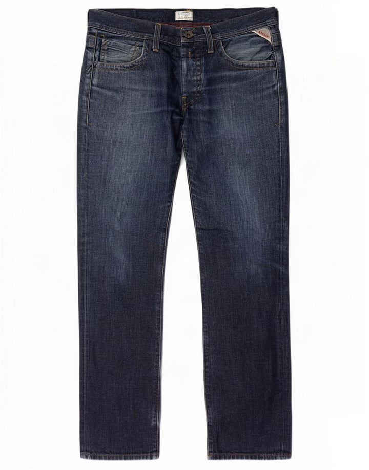 Replay Herren Straight Jeans W32 L30 Marineblau