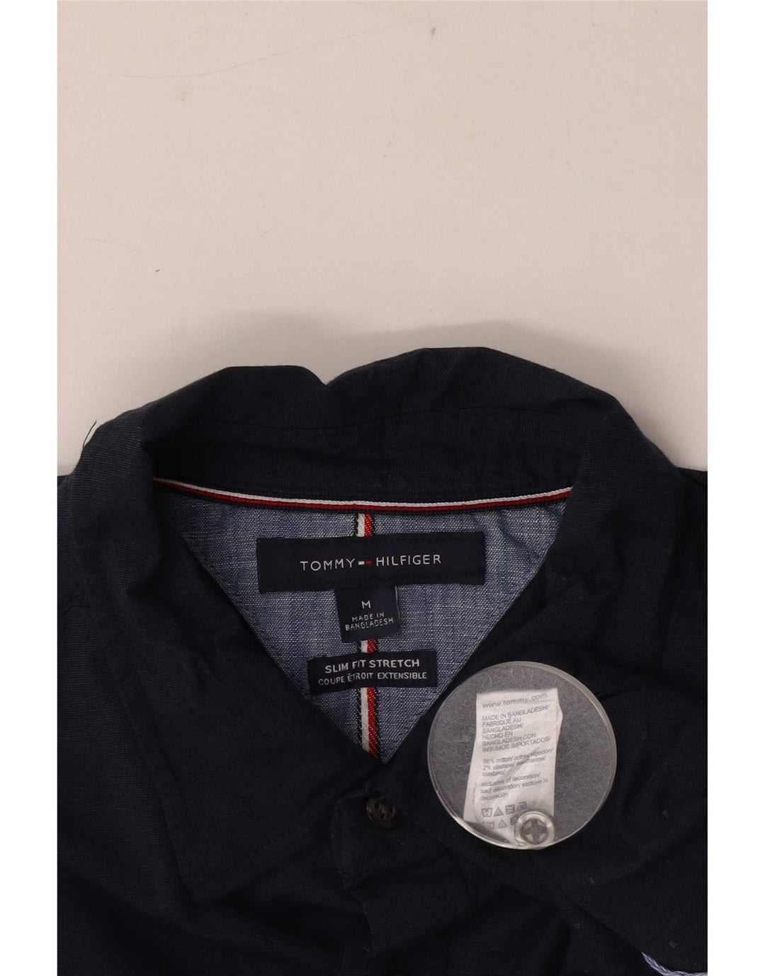 Tommy Hilfiger Herren-Slim-Fit-Hemd aus mittelblauer, gepunkteter Baumwolle
