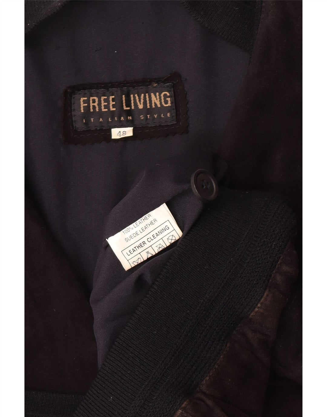 Vintage Herren Wildleder Bomberjacke IT 48 Mittelschwarzes Leder