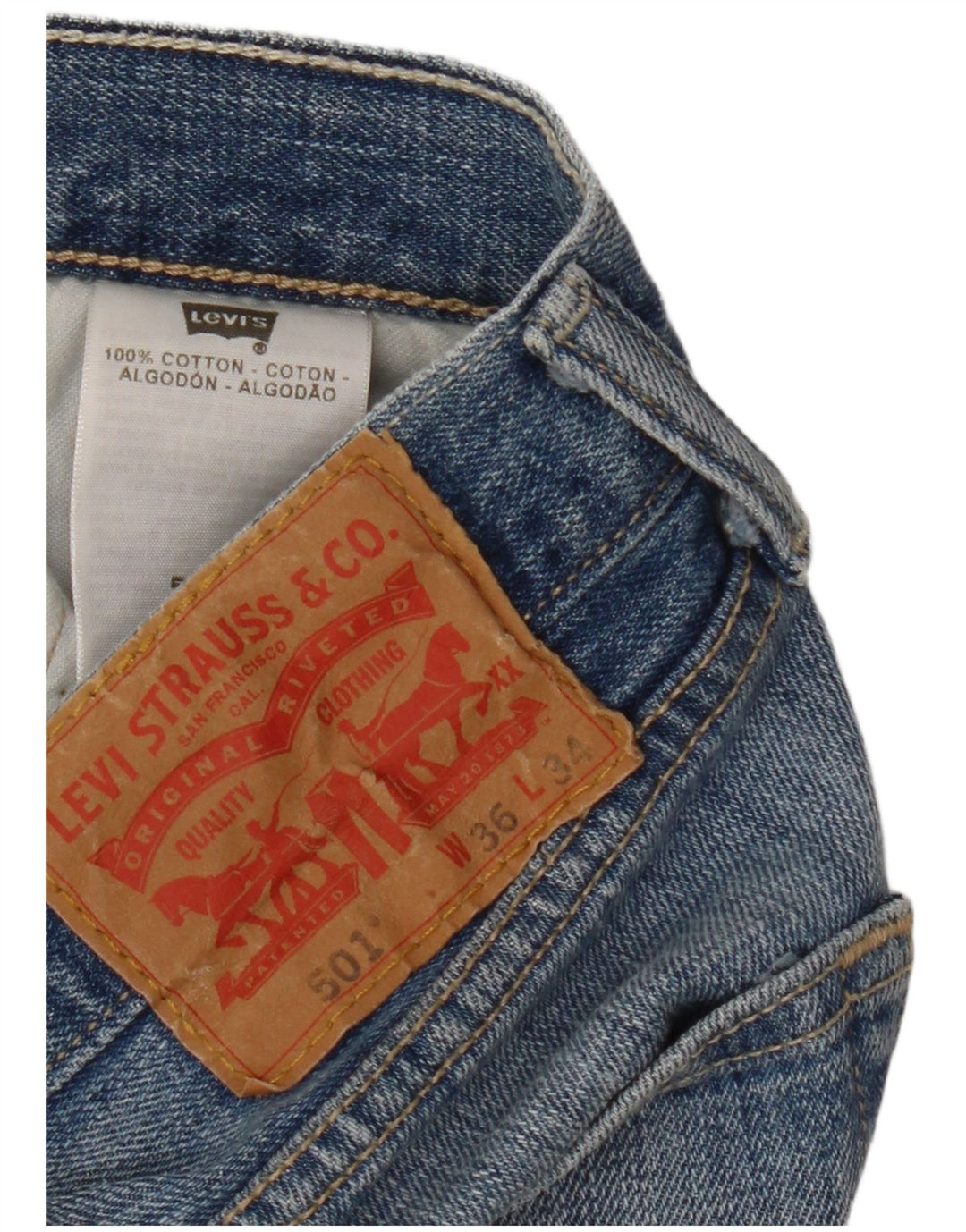 Levi's Herren 501 Straight Jeans W36 L34 Blaue Baumwolle