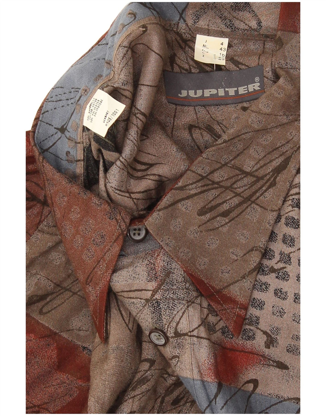 Jupiter Herren-Pullover-Hemd, Größe 43, groß, mehrfarbig, Patchwork-Baumwolle