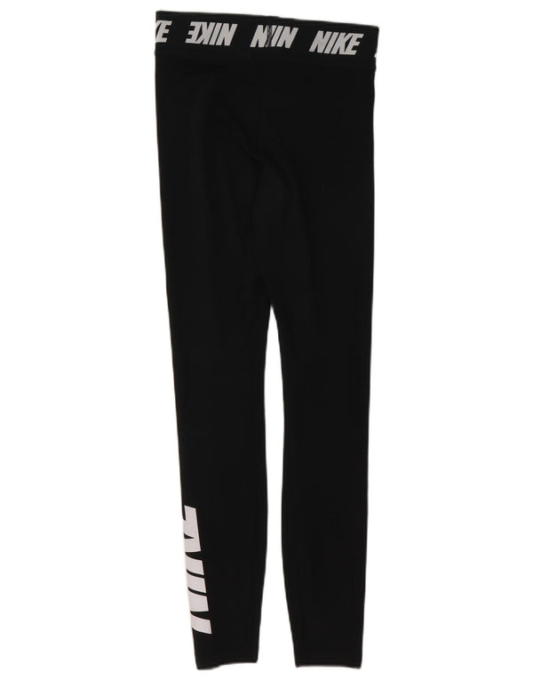 Nike Womens Graphic Leggings UK 4 XS Schwarz Baumwolle