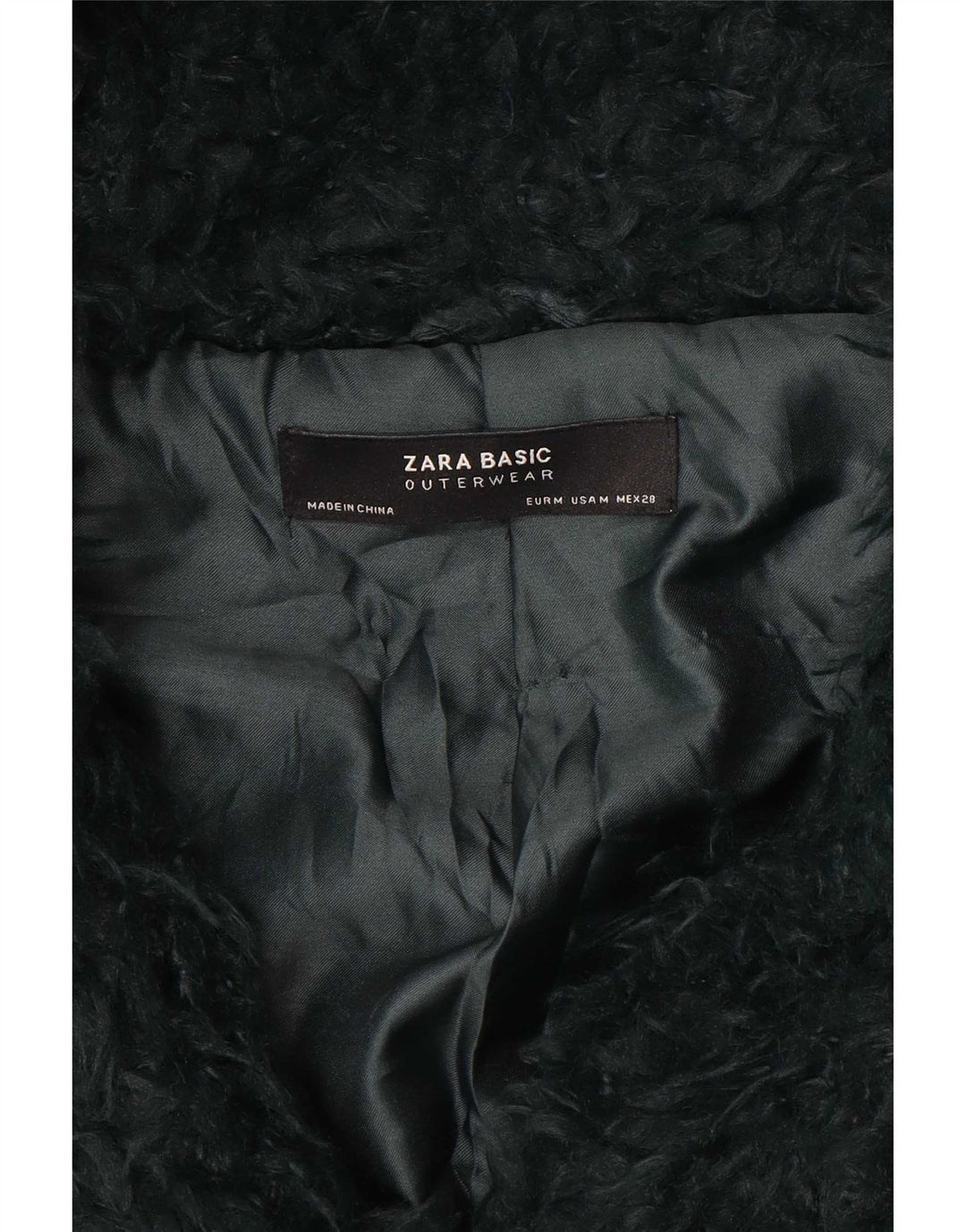 Zara Damen Teddy-Kapuzenmantel UK 14 Mittelgrün