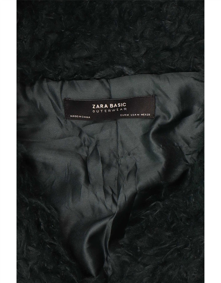 Zara Damen Teddy-Kapuzenmantel UK 14 Mittelgrün