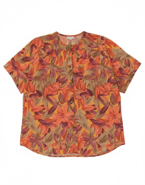 Vintage Damen Kurzarm-Hemdbluse UK 18 XL Mehrfarbig geblümt