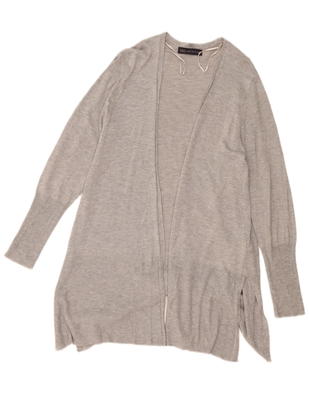 Marks & Spencer Damen Longline Open Cardigan Pullover UK 14 Mittelgrau