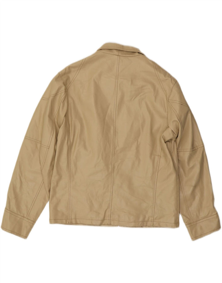 VINTAGE Herren Lederjacke UK 40 Großes beiges Leder