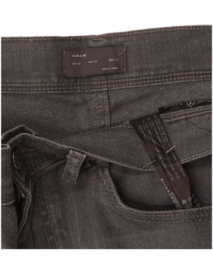Zara Herren Slim Jeans EU 42 Large W32 L30 Graue Baumwolle