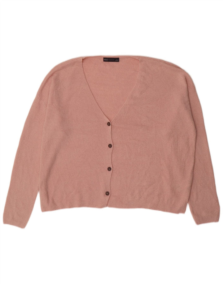 Marks & Spencer Damen-Strickjacke in Übergröße, Gr. 16, Größe L, Rosa, Acryl