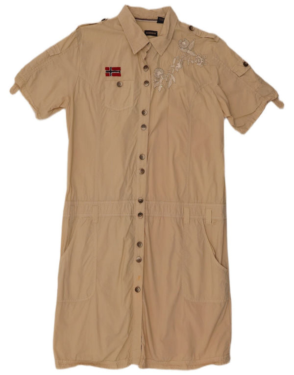 Napapijri Damen-Hemdkleid mit kurzen Ärmeln, Größe 44, Braun, Baumwolle