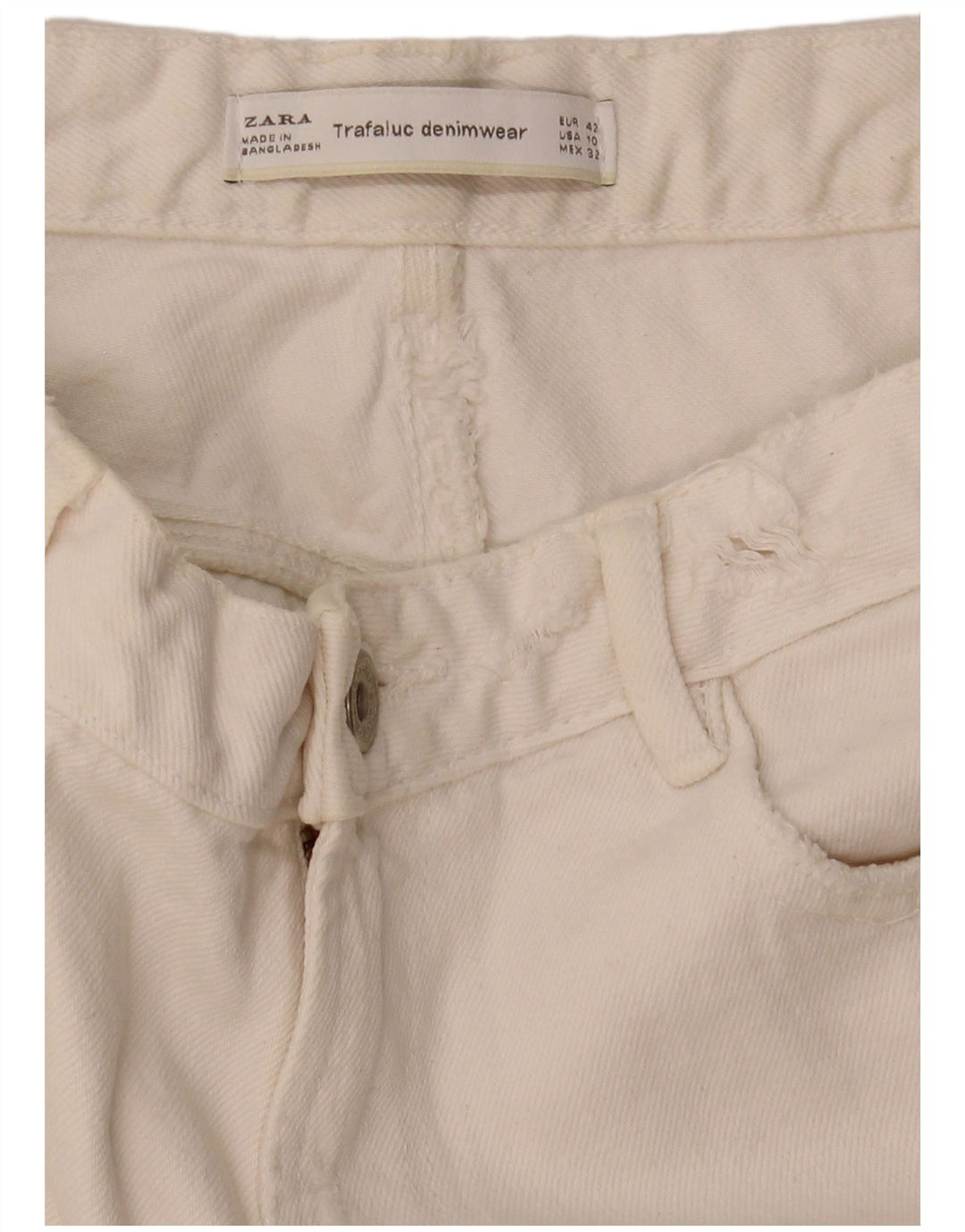 Zara Damen Distressed Tapered Jeans EU 42 Large W32 L26 Weiß
