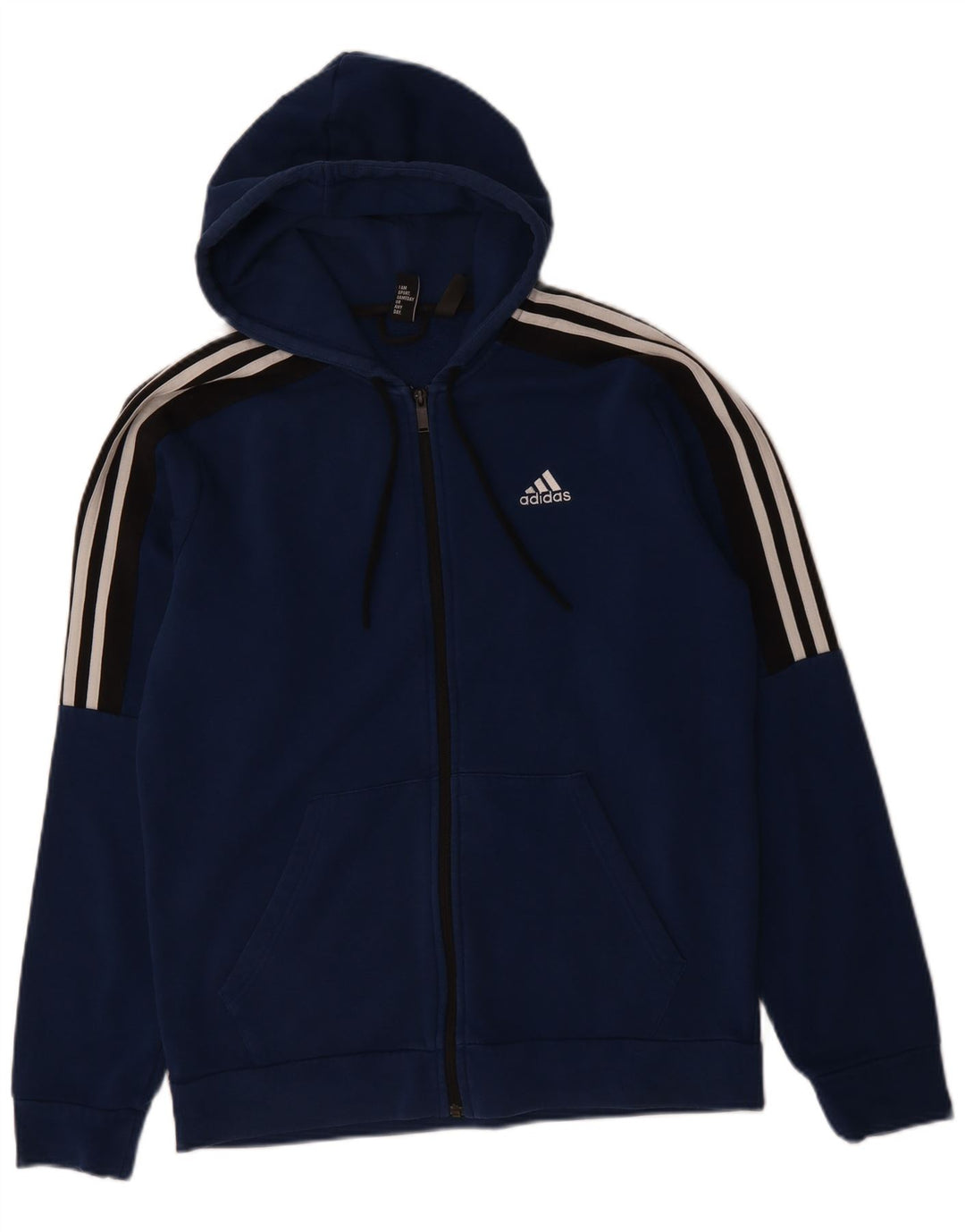 ADIDAS Mens Zip Hoodie Sweater Medium Blue Cotton