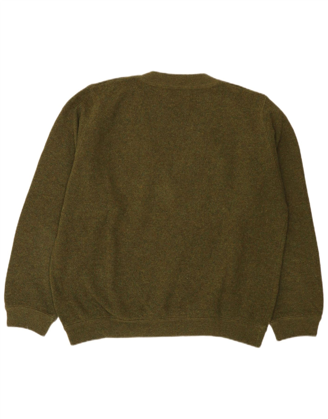 Sisley Herren-Pullover mit V-Ausschnitt, mittelgrüne Schurwolle