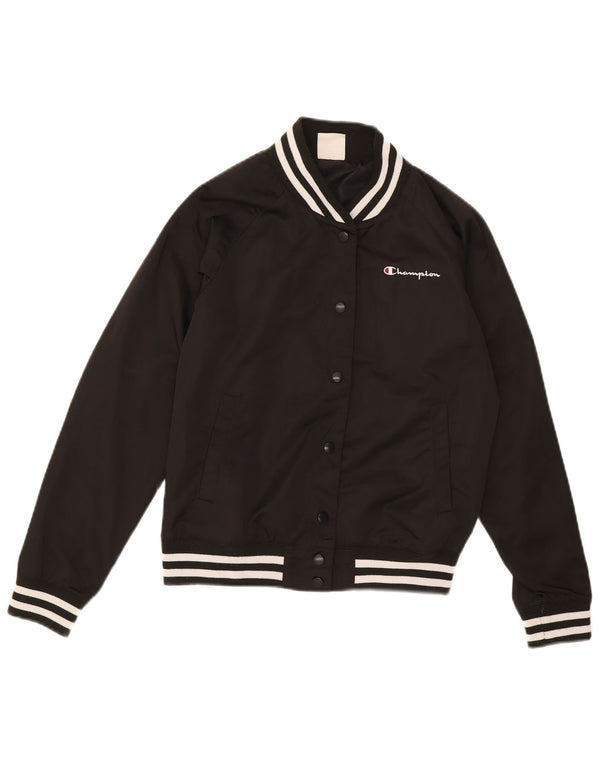 Champion Womens Varsity Jacket UK 10 Small Schwarz Polyester