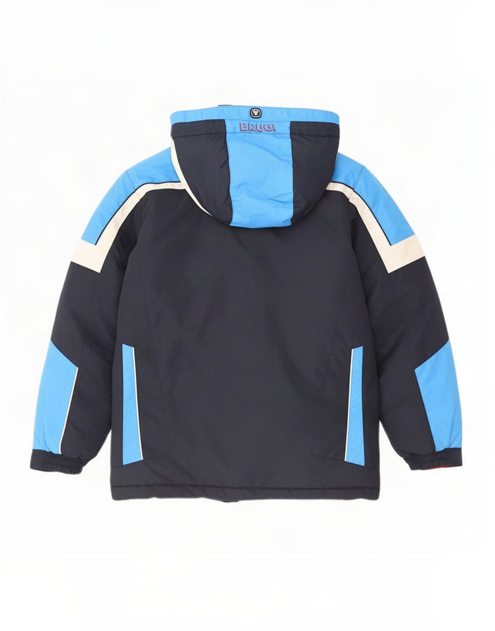 Brugi Jungen-Skijacke mit Kapuze, 13–14 Jahre, marineblaues Colourblock-Polyamid