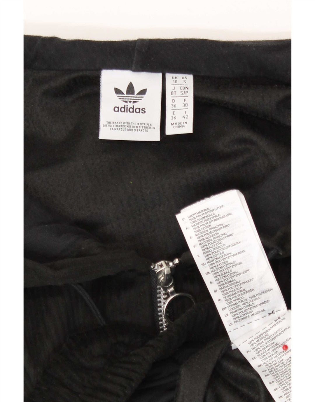 Adidas Damen Crop Oversized Zip Hoodie Pullover UK 10 Small Schwarz Polyester