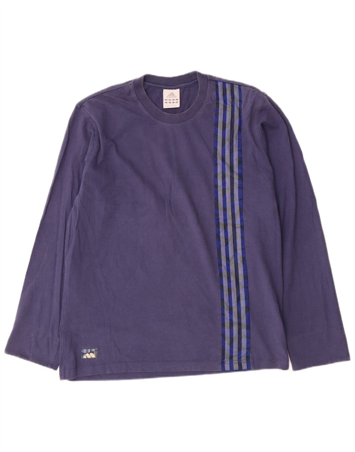 Adidas Herren-Top, langärmelig, mittelblau, Baumwolle