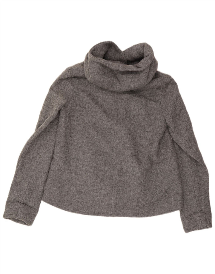 Zara Damen-Bomberjacke mit Kapuze, UK 10, kleine graue Wolle