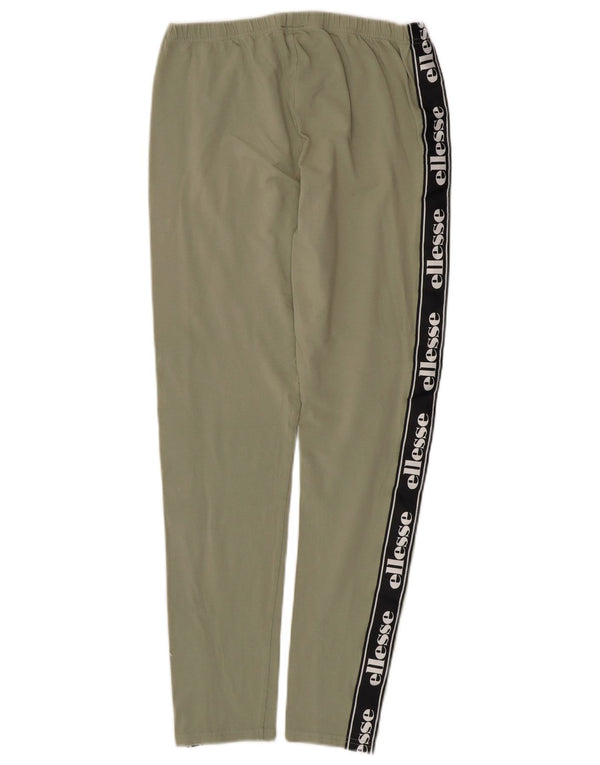 ELLESSE Damen Grafik-Leggings UK 14 Große grüne Colourblock-Baumwolle