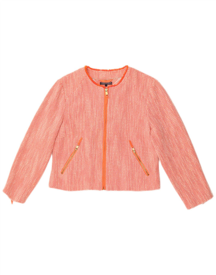 Tommy Hilfiger Damen Crop Blazer Jacke US 12 Large Orange Baumwolle