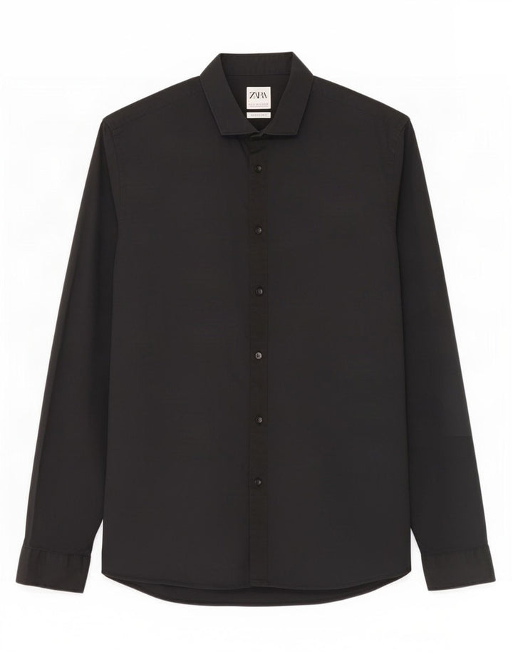 Zara Herren Super Slim Fit Hemd Große schwarze Baumwolle