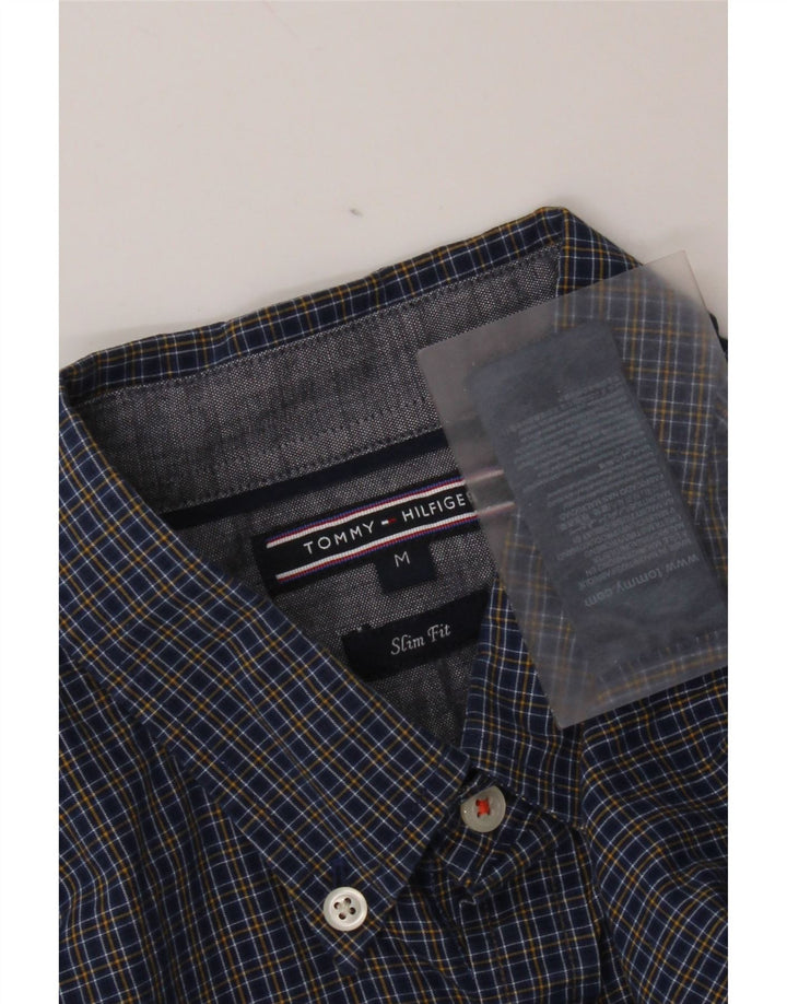 Tommy Hilfiger Herren-Slim-Fit-Hemd aus mittelblauer Gingham-Baumwolle in Marineblau