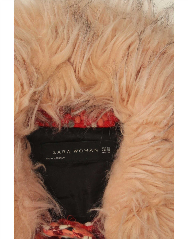 Zara Damen Mantel UK 6 XS Rot kariert
