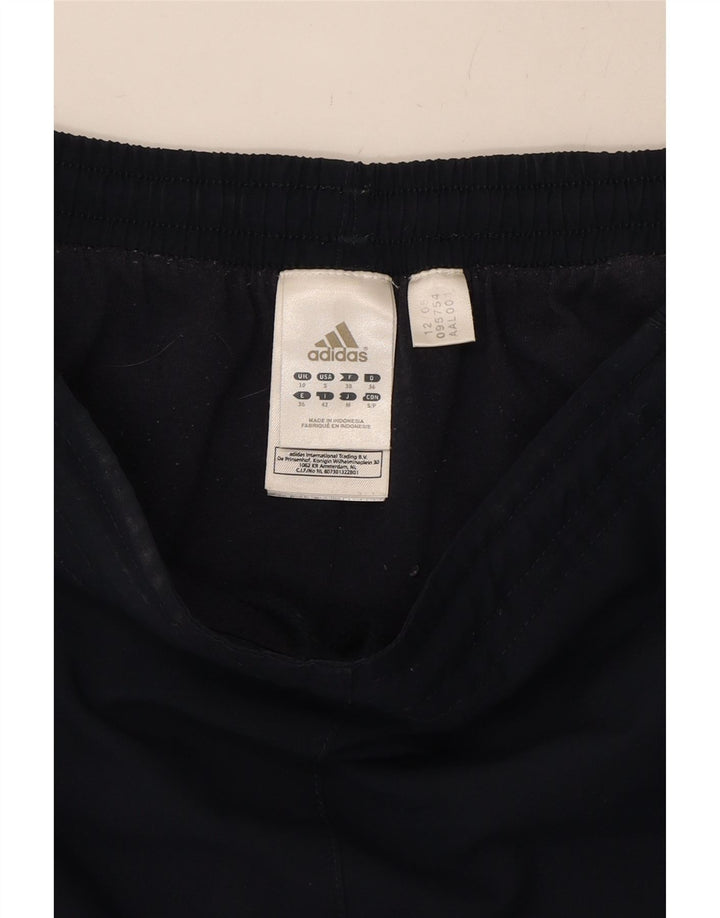 ADIDAS Womens Sport Shorts UK 10 Small Navy Blue Polyester