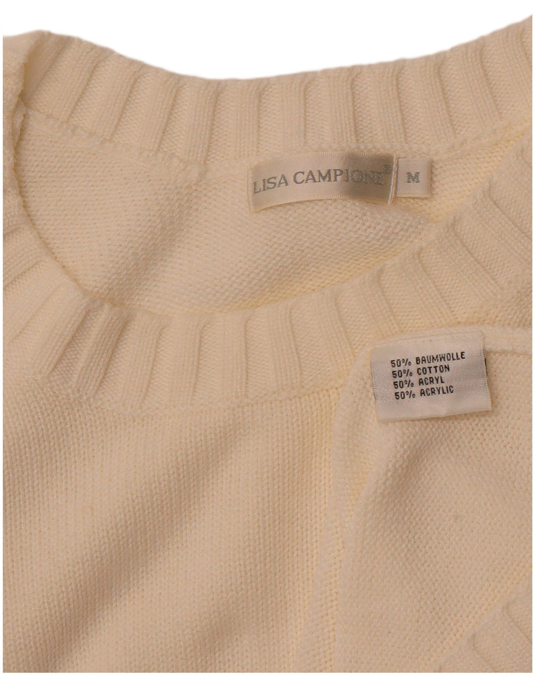 VINTAGE Womens Short Sleeve Crew Neck Jumper Sweater UK 14 Medium White