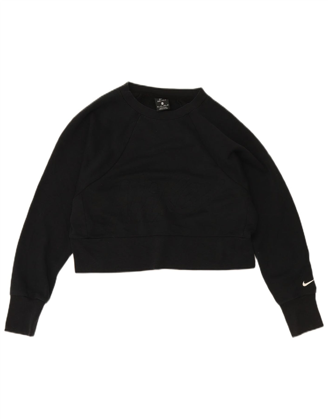 Nike Damen Dri Fit Crop Sweatshirt Pullover UK 6 XS Schwarz Polyester