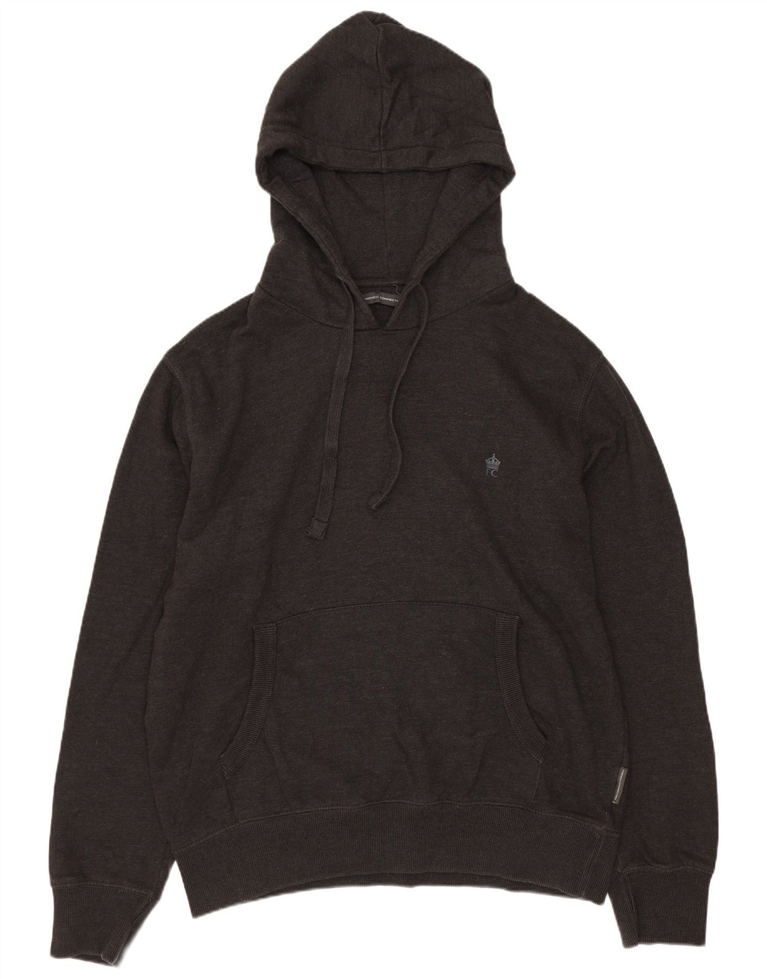 French Connection Herren-Kapuzenpullover, groß, graue Baumwolle