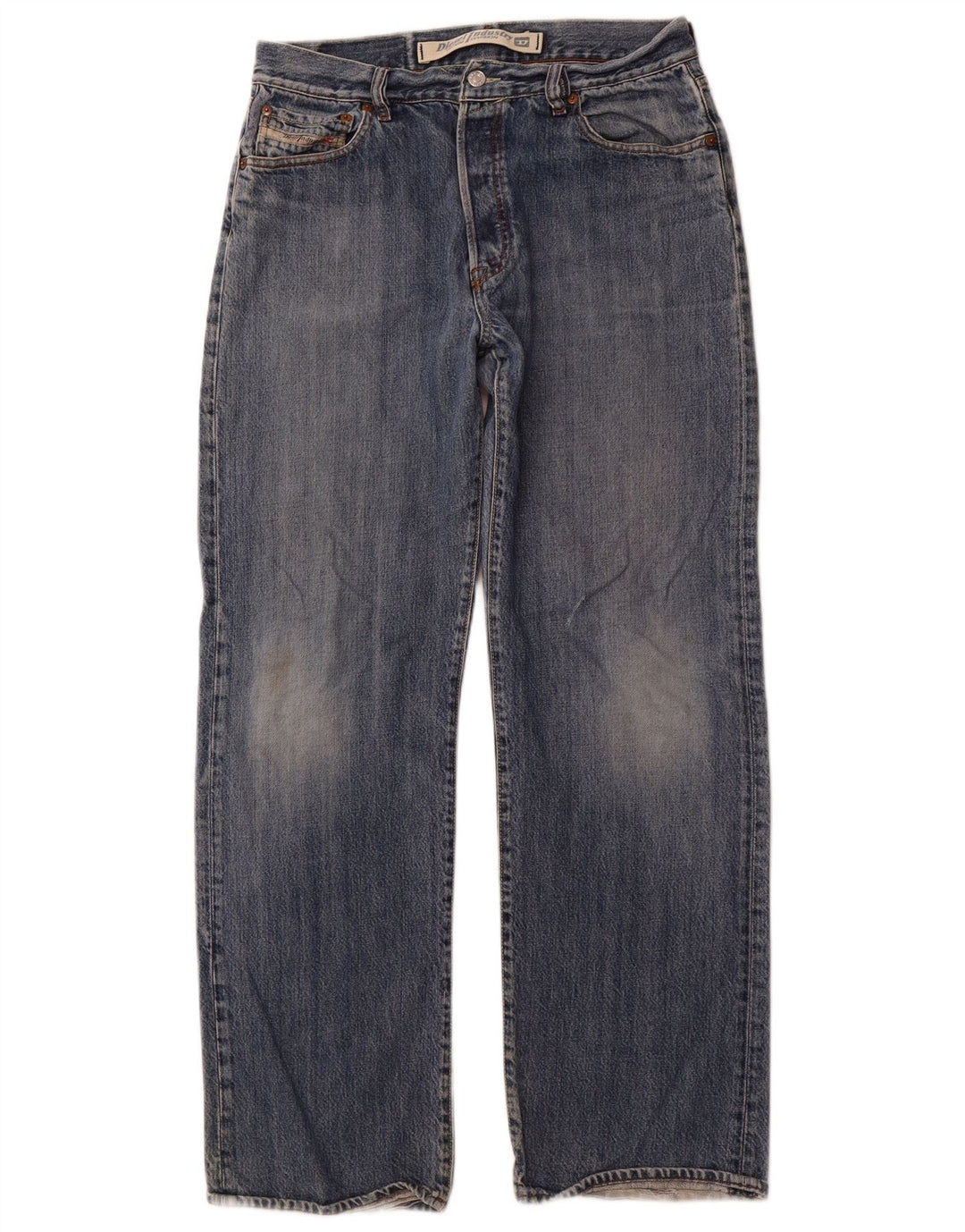 DIESEL Herren Straight Jeans W34 L31 Blaue Baumwolle