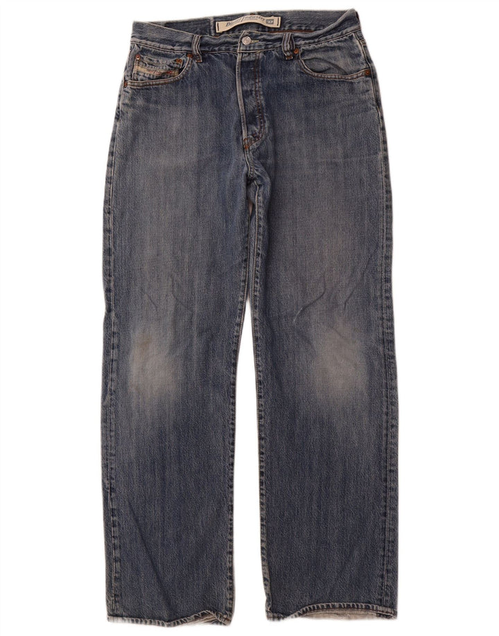 DIESEL Herren Straight Jeans W34 L31 Blaue Baumwolle