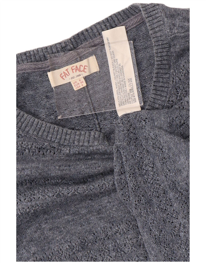 Fat Face Damen-Pullover mit Knopfleiste hinten und U-Boot-Ausschnitt, Gr. 8, Marineblau