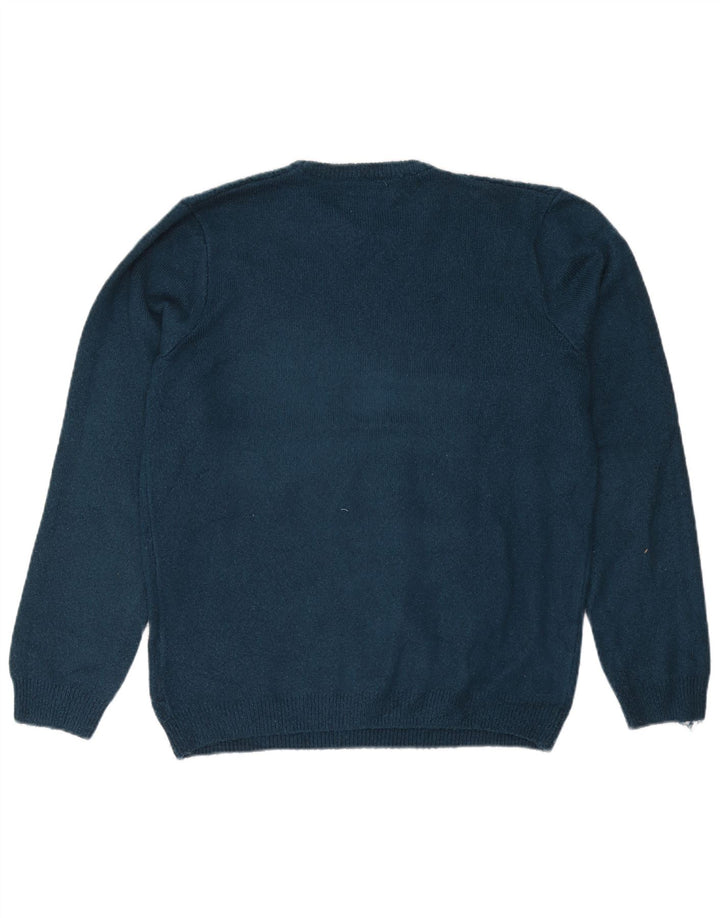 Marks & Spencer Herren-Pullover mit Rundhalsausschnitt, groß, türkisfarbenes Acryl