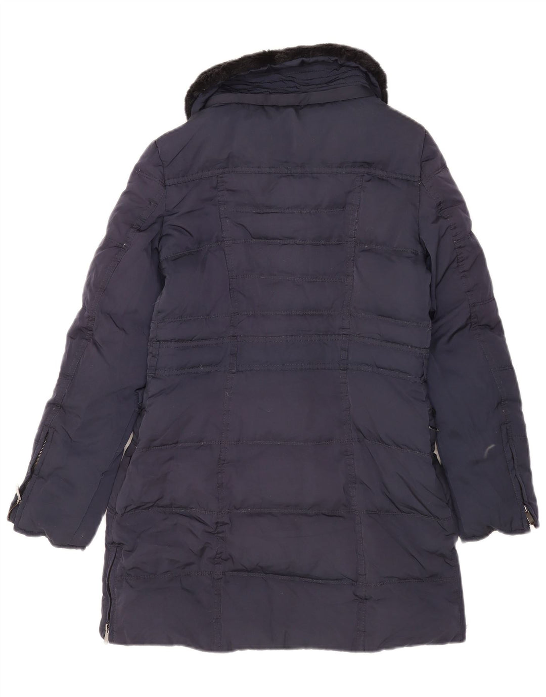 Zara Damen Wattierter Mantel UK 6 XS Marineblau Polyester