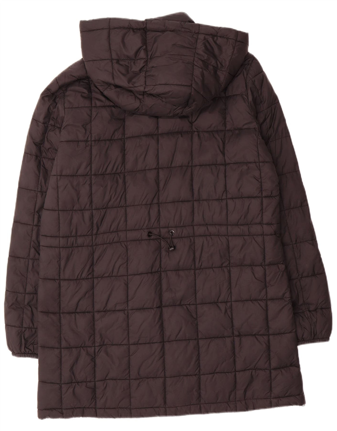 ZARA Wattierter Damenmantel mit Kapuze, UK 16, Größe L, Schwarz, Polyester