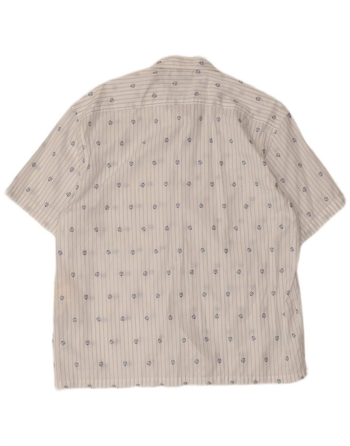 Ted Baker Herren-Kurzarmhemd, Größe 3, mittelweiß, gestreift, Baumwolle