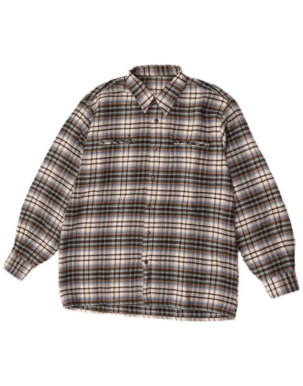 Vintage Herren-Overshirt-Hemd, groß, mehrfarbig, kariert, Wolle