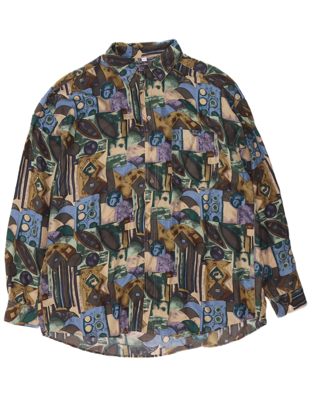 Neues Fast-Herrenhemd mit abstraktem Muster, Größe 41/42, große, mehrfarbige Seide