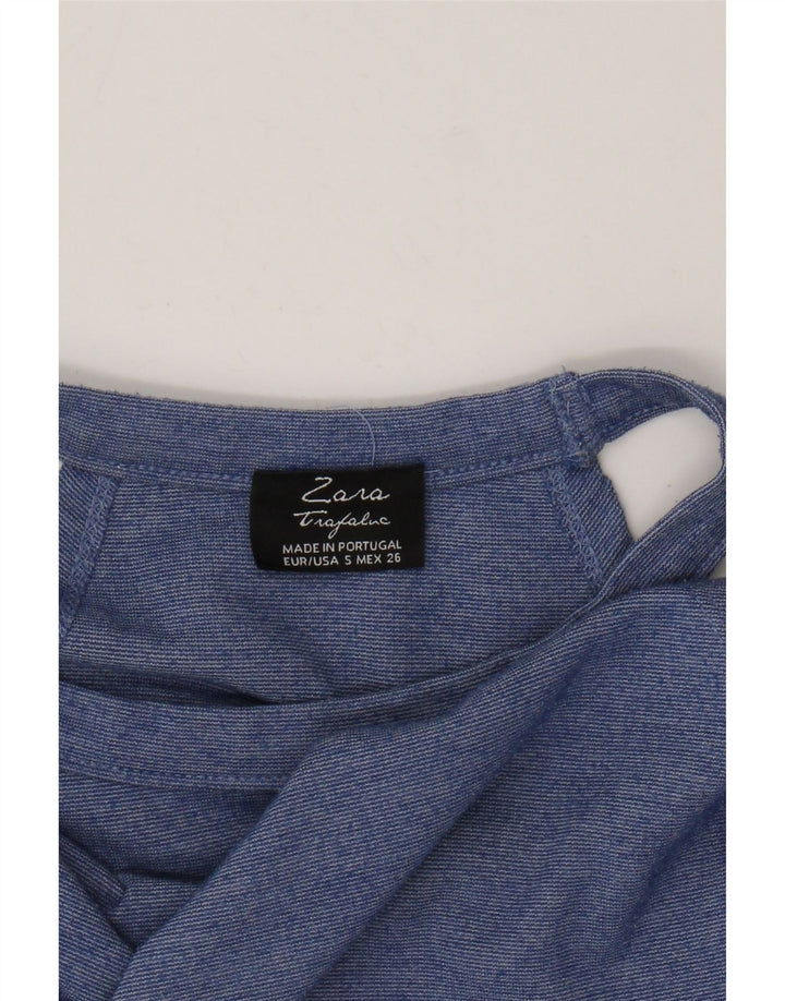 Zara Damen Crop Top UK 8 Small Blau