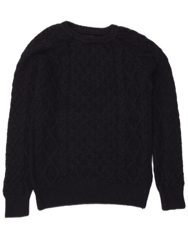 Zara Mens Boat Neck Jumper Sweater Large Navy Blue Wool