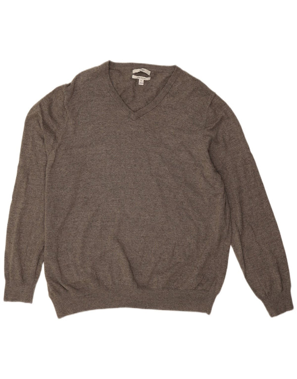 Marks & Spencer Herren-Pullover mit V-Ausschnitt, 3XL, graue Baumwolle