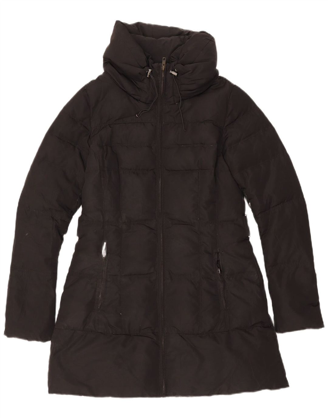 Zara Damen Wattierter Mantel UK 10 Small Schwarz Polyester