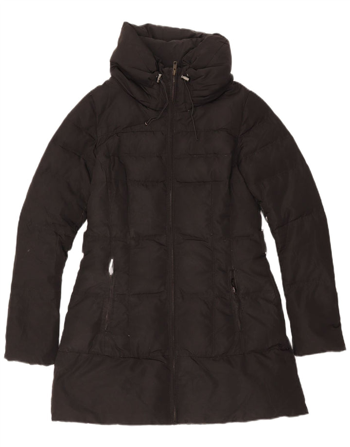 Zara Damen Wattierter Mantel UK 10 Small Schwarz Polyester