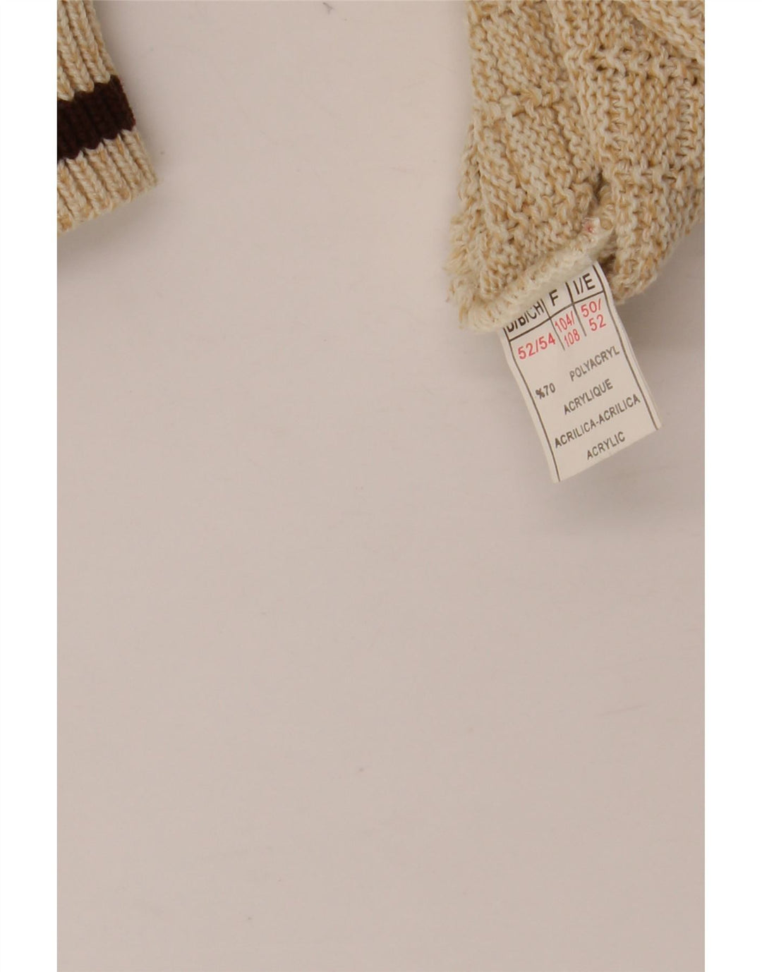 VINTAGE Herren Pullover mit grafischem Rundhalsausschnitt, IT 52 XL, Beige, Polyacryl