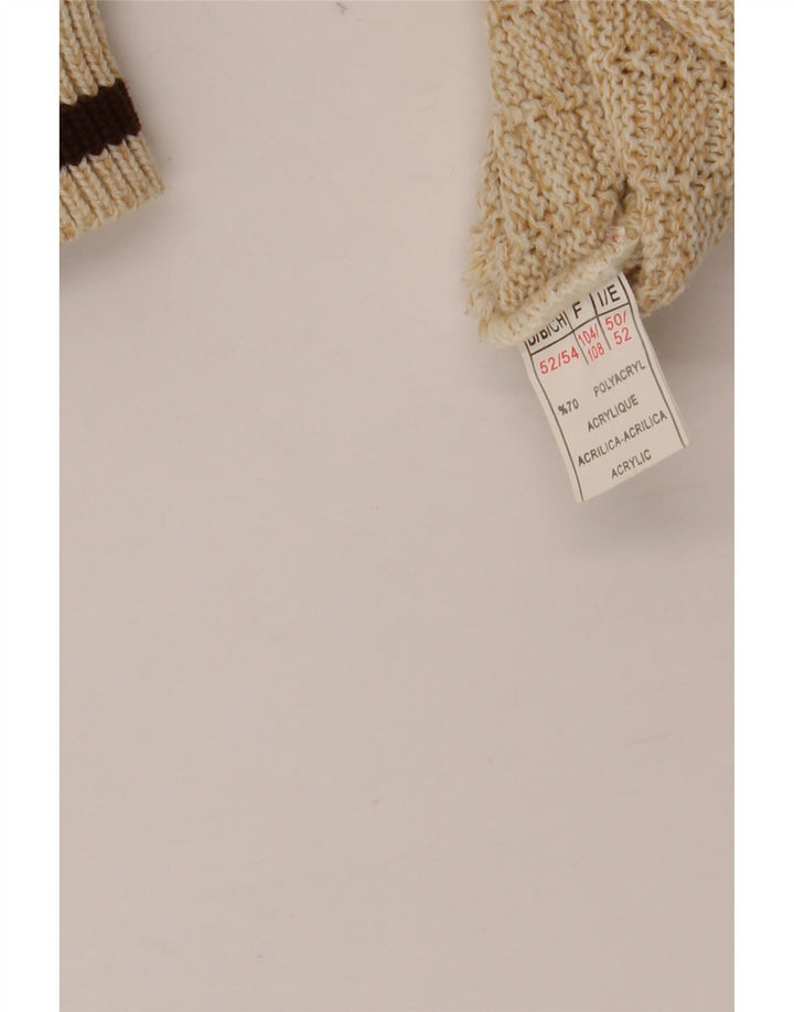 VINTAGE Herren Pullover mit grafischem Rundhalsausschnitt, IT 52 XL, Beige, Polyacryl