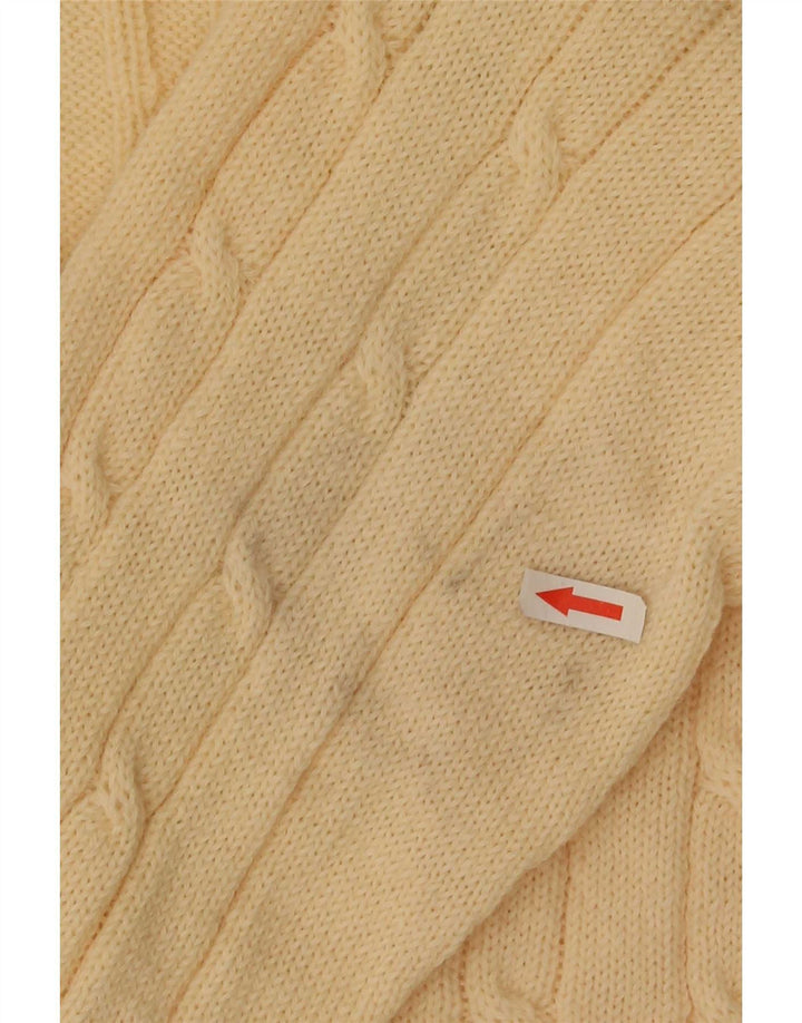 Vintage Herren-Pullover mit V-Ausschnitt, klein, Beige, Farbblock