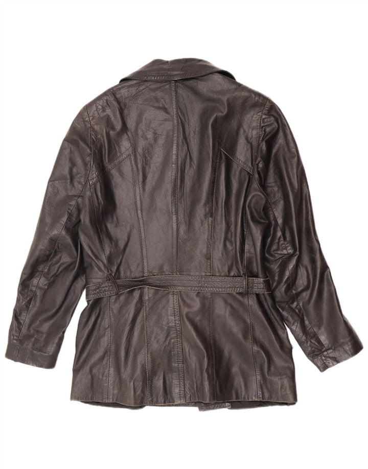 Vintage Herren Zweireihige Lederjacke UK 34 XS Schwarz Retro